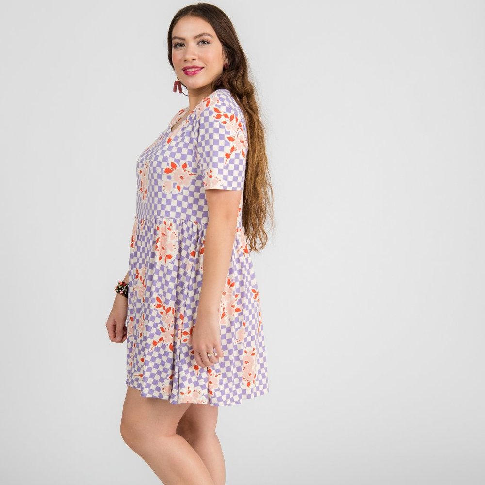 Kahlo Dress - Agnes & Dora Checkered Floral